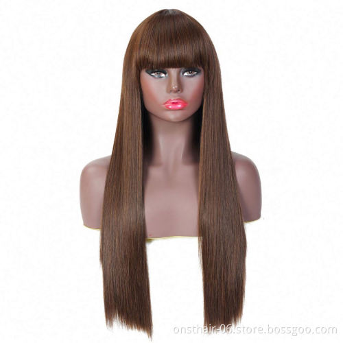 MYZER straight hair cheap artificial wig, synthetic wig supplier, 26-inch artificial wig in various colors (cream color)